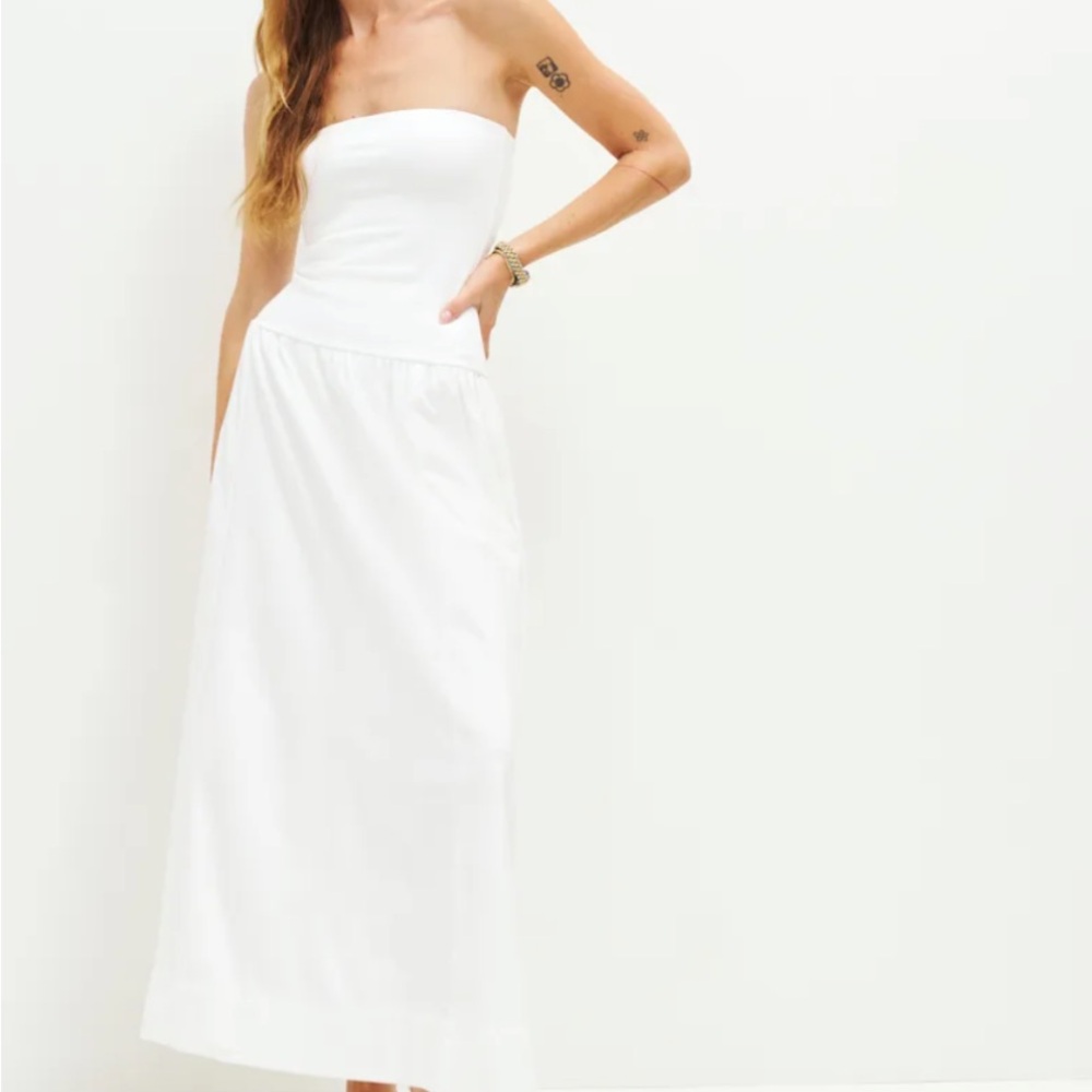 Reformation Saifya White Strapless Maxi Dress